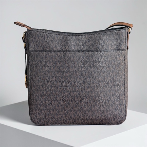 Michael Kors Brown MK Logo Crossbody Bag with Tan Leather Strap - Picture 4 of 14